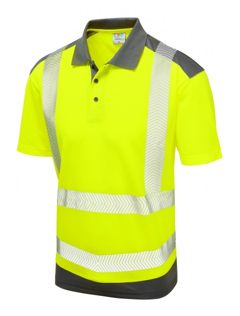 Leo Peppercombe Coolviz Plus Polo Shirt Yellow/Grey High Visibility